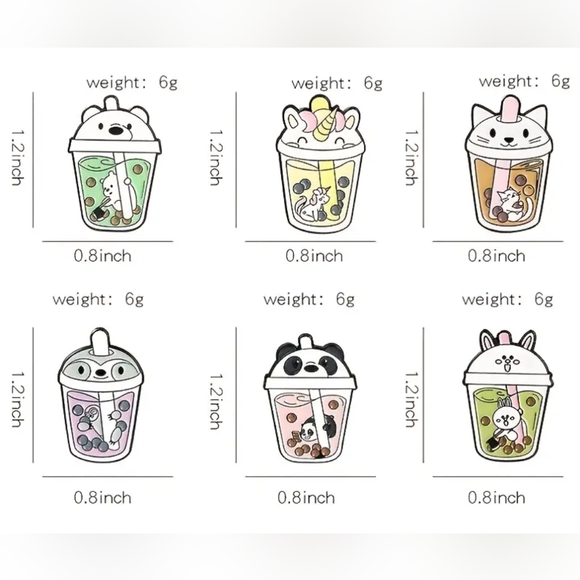 6 Enamel pins bubble tea cute pins - Picture 4 of 4